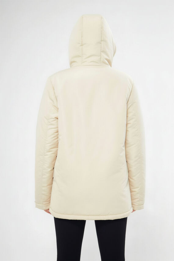 İçi Kürklü Su ve Rüzgar Geçirmez Cepli Kapüşonlu Kadın Mont - 16