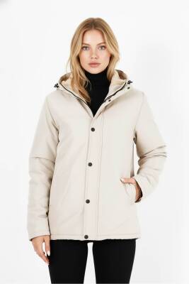 D1fference İçi Kürklü Cepli Kapüşonlu Jel Elyaflı Su ve Rügar Geçirmez Kadın Kışlık Mont - 13