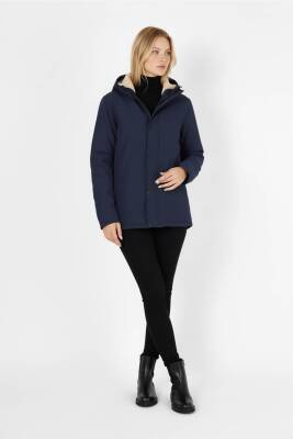 D1fference İçi Kürklü Cepli Kapüşonlu Jel Elyaflı Su ve Rügar Geçirmez Kadın Kışlık Mont - 21