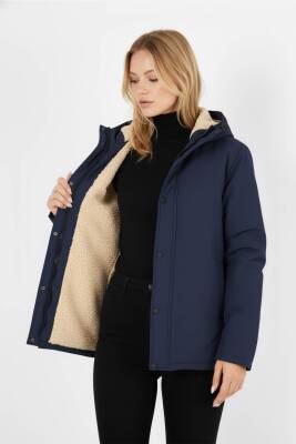 D1fference İçi Kürklü Cepli Kapüşonlu Jel Elyaflı Su ve Rügar Geçirmez Kadın Kışlık Mont - 22