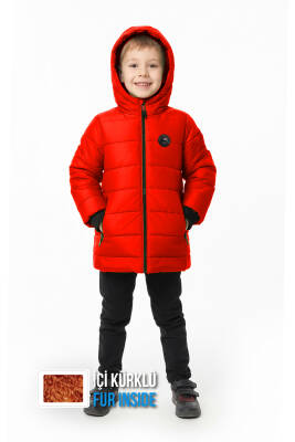 İçi Kürklü Su ve Rüzgar Geçirmez Erkek Çocuk Mont