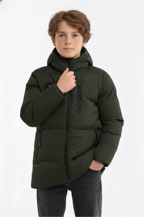 D1fference İçi Kürklü Cepli Kapüşonlu Jel Elyaflı Su ve Rügar Geçirmez Erkek Çocuk Kışlık Mont - 4