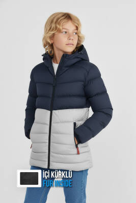 İçi Kürklü Su ve Rüzgar Geçirmez Erkek Çocuk Mont - 2