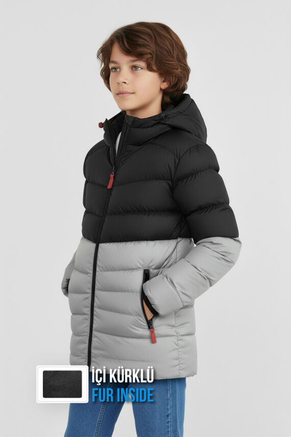 İçi Kürklü Su ve Rüzgar Geçirmez Erkek Çocuk Mont - 10