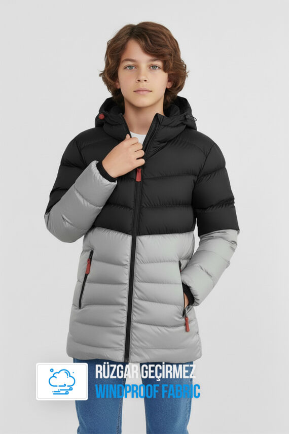 İçi Kürklü Su ve Rüzgar Geçirmez Erkek Çocuk Mont - 8
