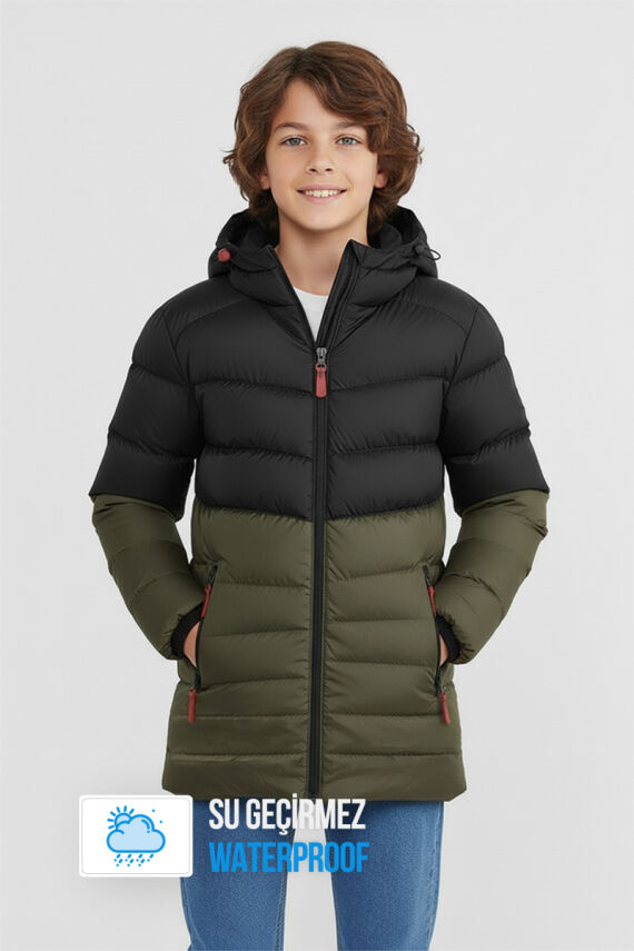İçi Kürklü Su ve Rüzgar Geçirmez Erkek Çocuk Mont - 15