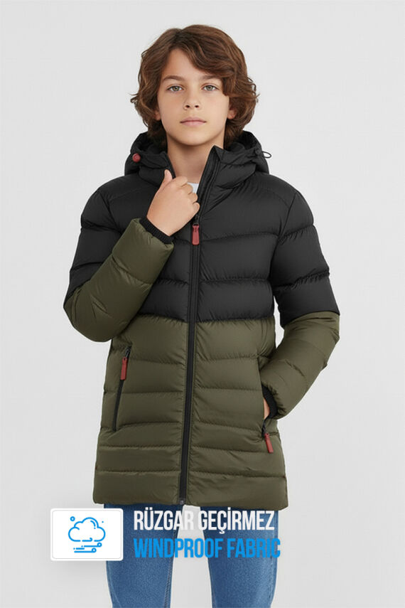 İçi Kürklü Su ve Rüzgar Geçirmez Erkek Çocuk Mont - 17
