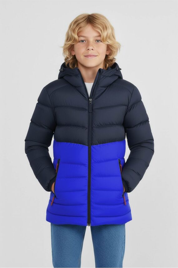 D1fference İçi Kürklü Cepli Kapüşonlu Jel Elyaflı Su ve Rügar Geçirmez Erkek Çocuk Kışlık Mont - 1