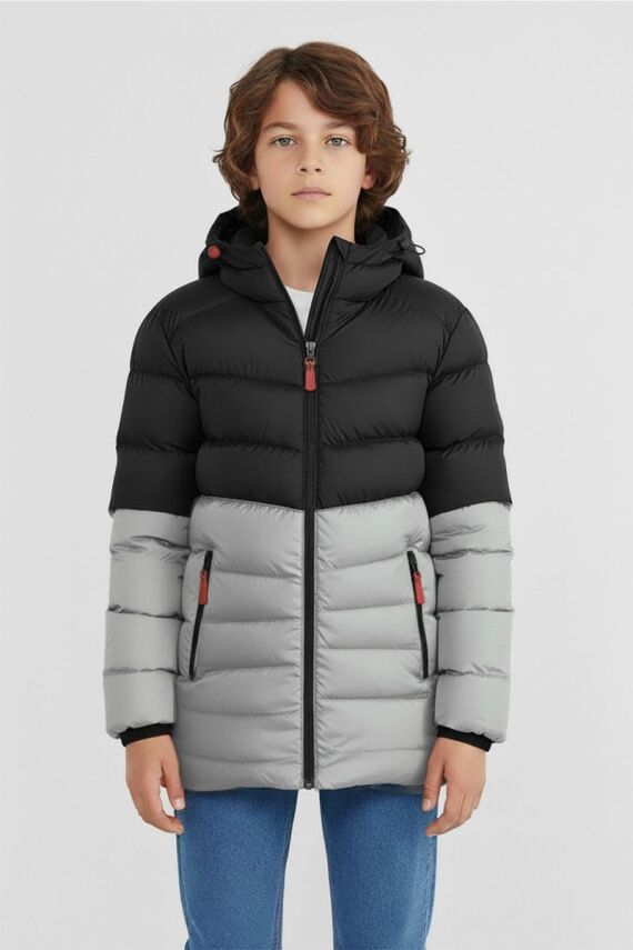 D1fference İçi Kürklü Cepli Kapüşonlu Jel Elyaflı Su ve Rügar Geçirmez Erkek Çocuk Kışlık Mont - 7