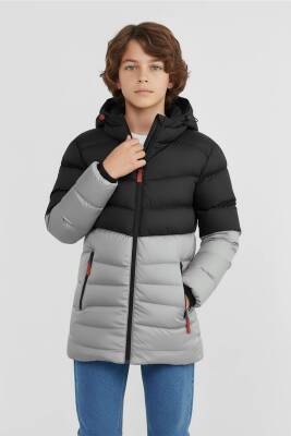 D1fference İçi Kürklü Cepli Kapüşonlu Jel Elyaflı Su ve Rügar Geçirmez Erkek Çocuk Kışlık Mont - 8