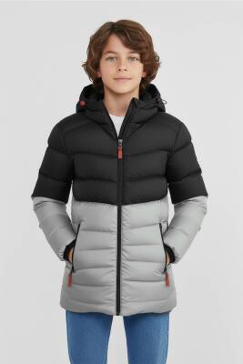 D1fference İçi Kürklü Cepli Kapüşonlu Jel Elyaflı Su ve Rügar Geçirmez Erkek Çocuk Kışlık Mont - 9