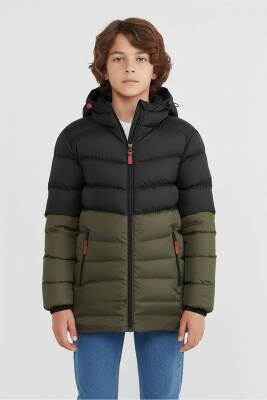 D1fference İçi Kürklü Cepli Kapüşonlu Jel Elyaflı Su ve Rügar Geçirmez Erkek Çocuk Kışlık Mont - 13