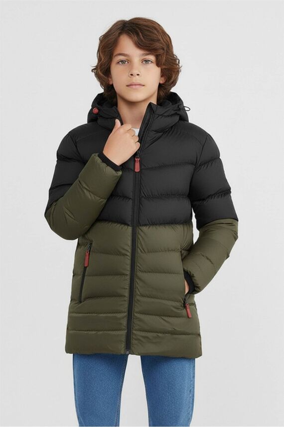 D1fference İçi Kürklü Cepli Kapüşonlu Jel Elyaflı Su ve Rügar Geçirmez Erkek Çocuk Kışlık Mont - 14