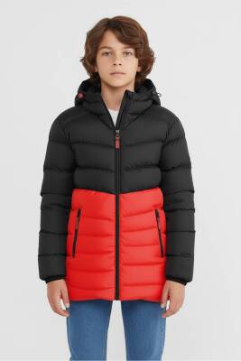 D1fference İçi Kürklü Cepli Kapüşonlu Jel Elyaflı Su ve Rügar Geçirmez Erkek Çocuk Kışlık Mont - 20