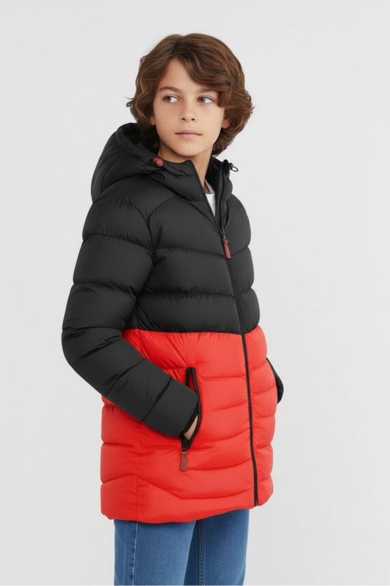 D1fference İçi Kürklü Cepli Kapüşonlu Jel Elyaflı Su ve Rügar Geçirmez Erkek Çocuk Kışlık Mont - 22