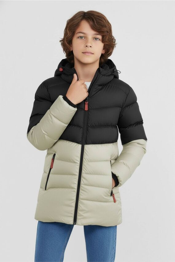 D1fference İçi Kürklü Cepli Kapüşonlu Jel Elyaflı Su ve Rügar Geçirmez Erkek Çocuk Kışlık Mont - 26