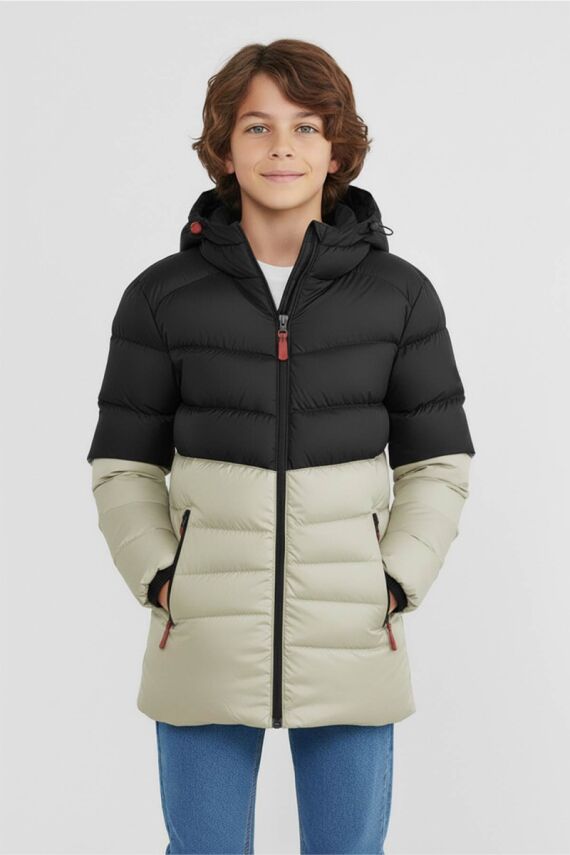 D1fference İçi Kürklü Cepli Kapüşonlu Jel Elyaflı Su ve Rügar Geçirmez Erkek Çocuk Kışlık Mont - 27