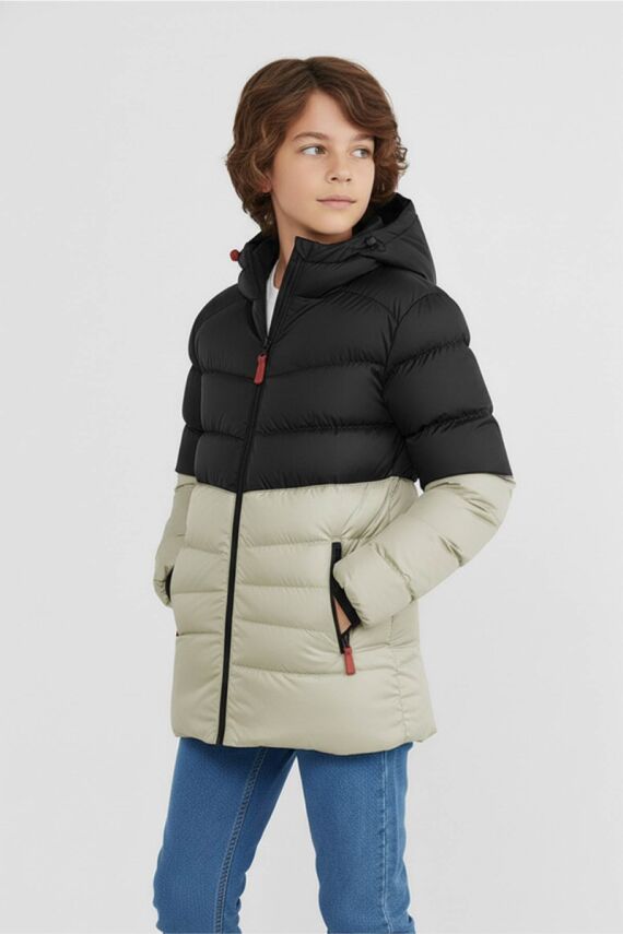 D1fference İçi Kürklü Cepli Kapüşonlu Jel Elyaflı Su ve Rügar Geçirmez Erkek Çocuk Kışlık Mont - 28