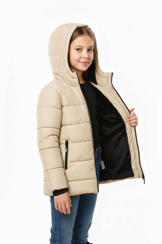 İçi Kürklü Su ve Rüzgar Geçirmez Kapüşonlu Kız Çocuk Mont - 9