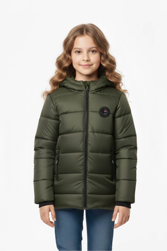 D1fference İçi Kürklü Cepli Kapüşonlu Jel Elyaflı Su ve Rügar Geçirmez Kız Çocuk Kışlık Mont - 1