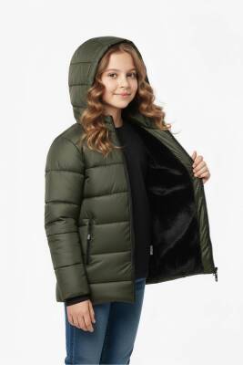 D1fference İçi Kürklü Cepli Kapüşonlu Jel Elyaflı Su ve Rügar Geçirmez Kız Çocuk Kışlık Mont - 3