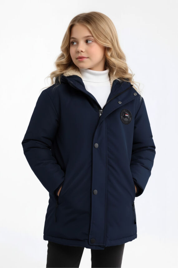 İçi Kürklü Su ve Rüzgar Geçirmez Kapüşonlu Kız Çocuk Mont - 3