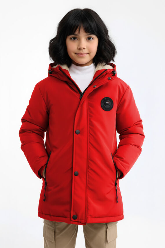 İçi Kürklü Su ve Rüzgar Geçirmez Kapüşonlu Kız Çocuk Mont - 9