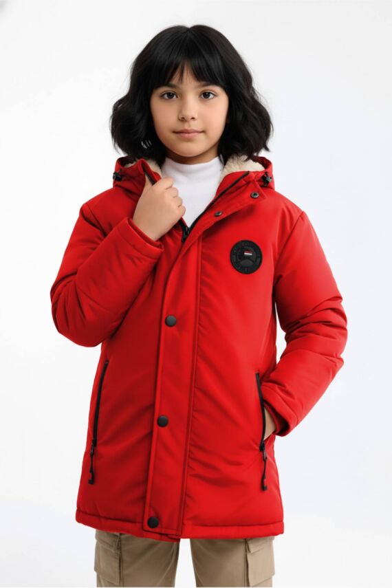 D1fference İçi Kürklü Cepli Kapüşonlu Jel Elyaflı Su ve Rügar Geçirmez Kız Çocuk Kışlık Mont - 7