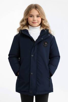 D1fference İçi Kürklü Cepli Kapüşonlu Jel Elyaflı Su ve Rügar Geçirmez Kız Çocuk Kışlık Mont - 13