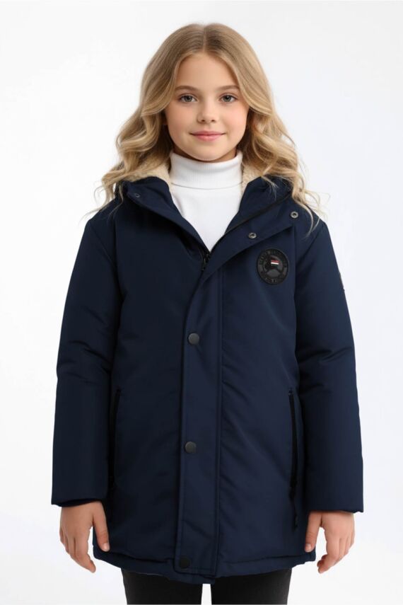 D1fference İçi Kürklü Cepli Kapüşonlu Jel Elyaflı Su ve Rügar Geçirmez Kız Çocuk Kışlık Mont - 14