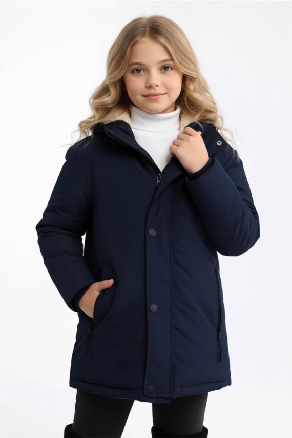 D1fference İçi Kürklü Cepli Kapüşonlu Jel Elyaflı Su ve Rügar Geçirmez Kız Çocuk Kışlık Mont - 15