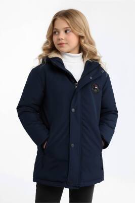 D1fference İçi Kürklü Cepli Kapüşonlu Jel Elyaflı Su ve Rügar Geçirmez Kız Çocuk Kışlık Mont - 16