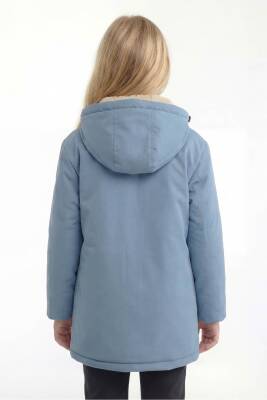 D1fference İçi Kürklü Cepli Kapüşonlu Jel Elyaflı Su ve Rügar Geçirmez Kız Çocuk Kışlık Mont - 5