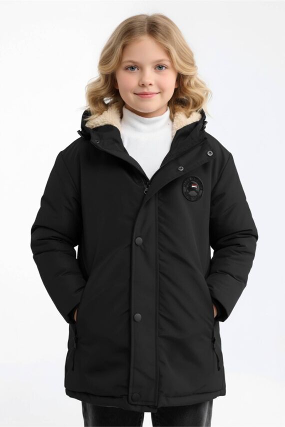 D1fference İçi Kürklü Cepli Kapüşonlu Jel Elyaflı Su ve Rügar Geçirmez Kız Çocuk Kışlık Mont - 19