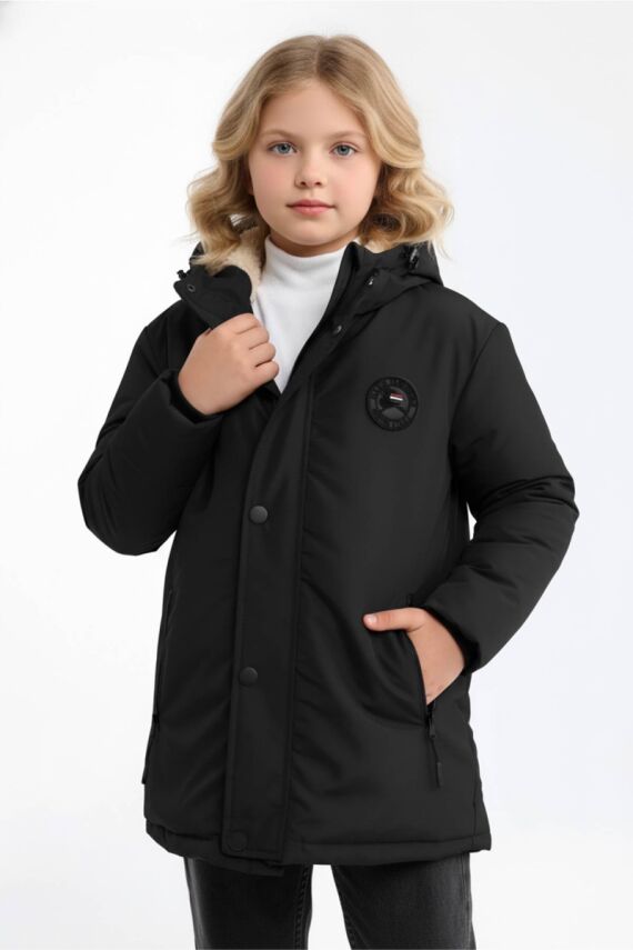 D1fference İçi Kürklü Cepli Kapüşonlu Jel Elyaflı Su ve Rügar Geçirmez Kız Çocuk Kışlık Mont - 21