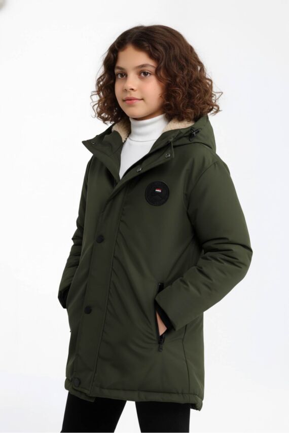 D1fference İçi Kürklü Cepli Kapüşonlu Jel Elyaflı Su ve Rügar Geçirmez Kız Çocuk Kışlık Mont - 40