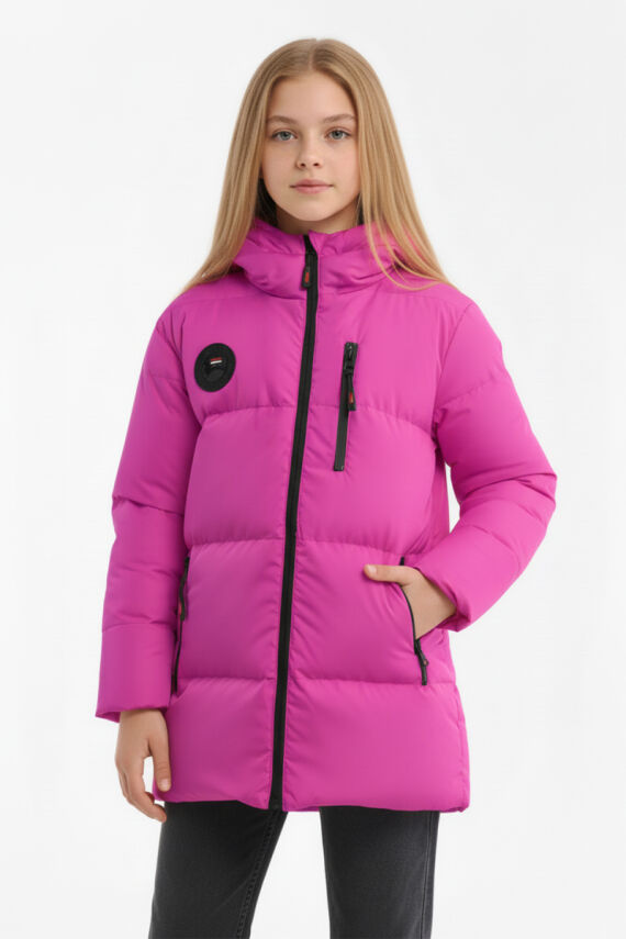İçi Kürklü Su ve Rüzgar Geçirmez Kapüşonlu Kız Çocuk Mont - 1