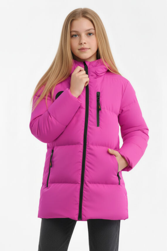 İçi Kürklü Su ve Rüzgar Geçirmez Kapüşonlu Kız Çocuk Mont - 2