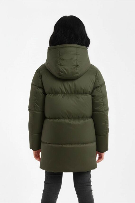 D1fference İçi Kürklü Cepli Kapüşonlu Jel Elyaflı Su ve Rügar Geçirmez Kız Çocuk Kışlık Mont - 11