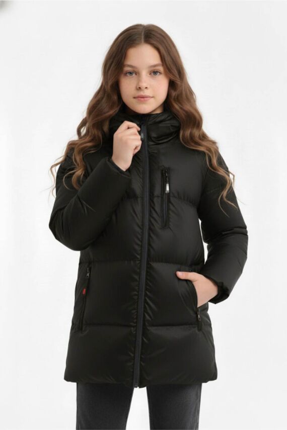 D1fference İçi Kürklü Cepli Kapüşonlu Jel Elyaflı Su ve Rügar Geçirmez Kız Çocuk Kışlık Mont - 27