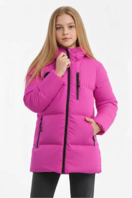 D1fference İçi Kürklü Cepli Kapüşonlu Jel Elyaflı Su ve Rügar Geçirmez Kız Çocuk Kışlık Mont - 2