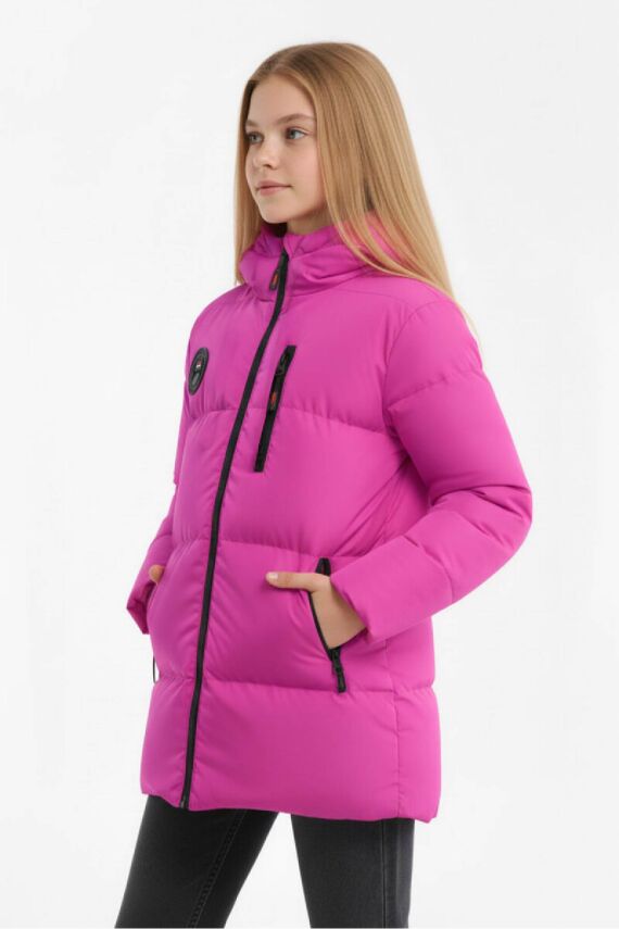 D1fference İçi Kürklü Cepli Kapüşonlu Jel Elyaflı Su ve Rügar Geçirmez Kız Çocuk Kışlık Mont - 4