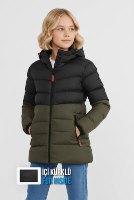 İçi Kürklü Su ve Rüzgar Geçirmez Kapüşonlu Kız Çocuk Mont - 16