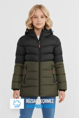 İçi Kürklü Su ve Rüzgar Geçirmez Kapüşonlu Kız Çocuk Mont - 15