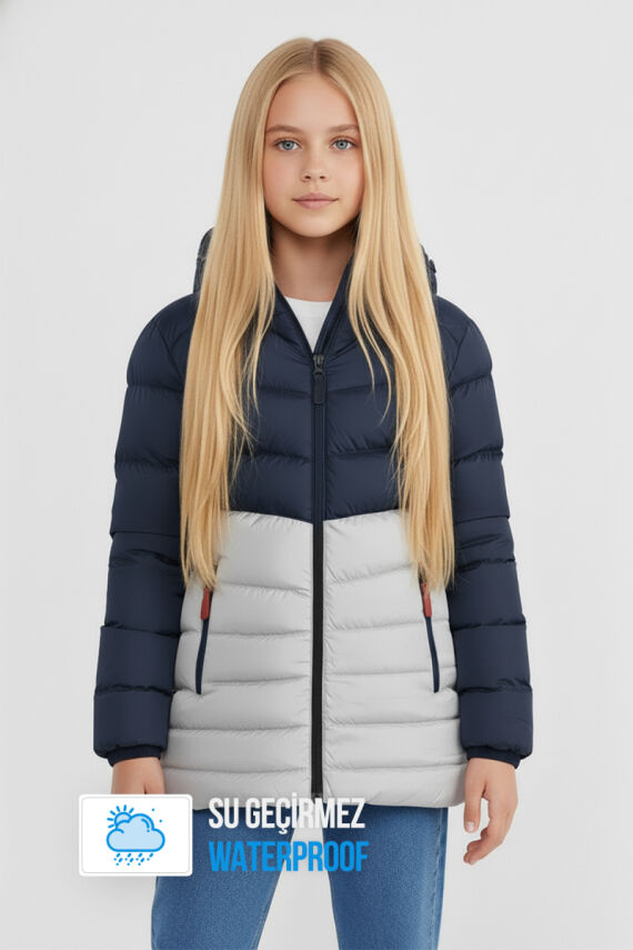 İçi Kürklü Su ve Rüzgar Geçirmez Kapüşonlu Kız Çocuk Mont - 22