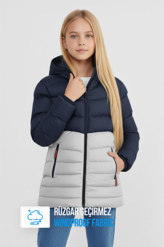 İçi Kürklü Su ve Rüzgar Geçirmez Kapüşonlu Kız Çocuk Mont - 24