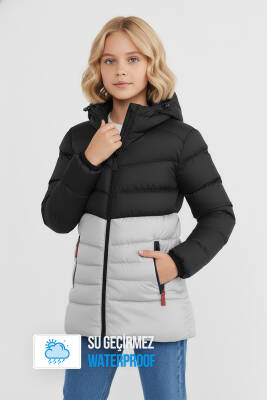 İçi Kürklü Su ve Rüzgar Geçirmez Kapüşonlu Kız Çocuk Mont - 38