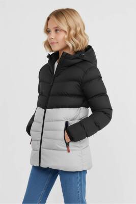 D1fference İçi Kürklü Cepli Kapüşonlu Jel Elyaflı Su ve Rügar Geçirmez Kız Çocuk Kışlık Mont - 3