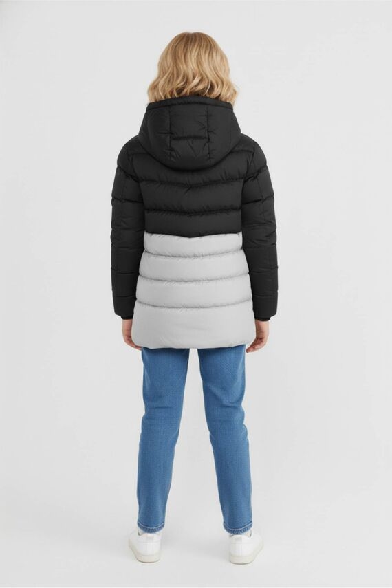 D1fference İçi Kürklü Cepli Kapüşonlu Jel Elyaflı Su ve Rügar Geçirmez Kız Çocuk Kışlık Mont - 4