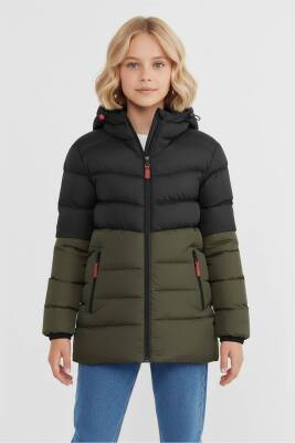 D1fference İçi Kürklü Cepli Kapüşonlu Jel Elyaflı Su ve Rügar Geçirmez Kız Çocuk Kışlık Mont - 6